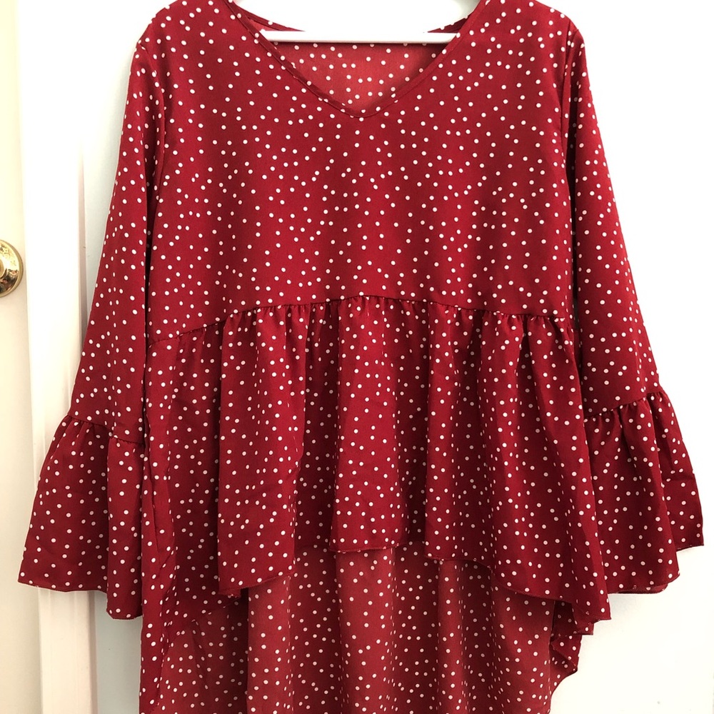 Red Blouse top for work shopping